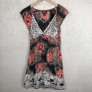 ANGIE Y2K Mini Babydoll Dress Sz M 34" Floral Boho Romantic 90s Rayon VTG Whimsy